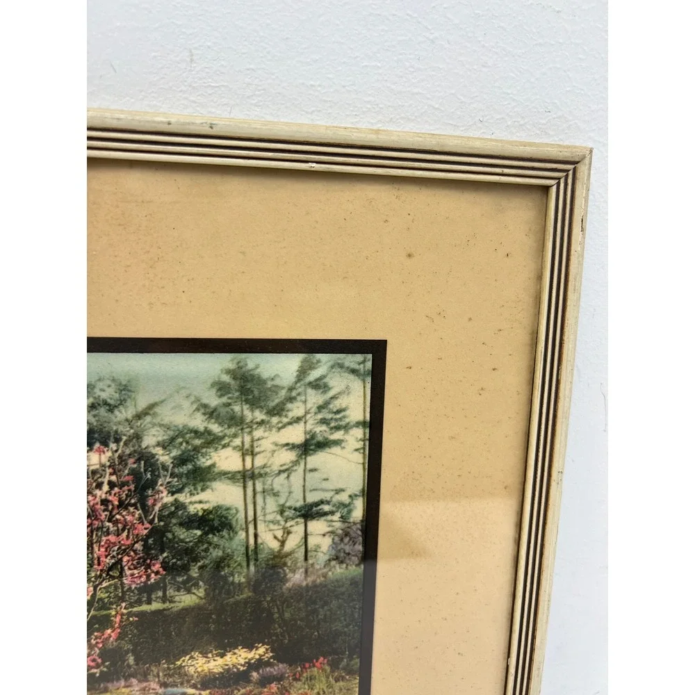 Vintage Art Deco Wood Picture Frame Cream FITS 11x14 Glass Joy Path Garden Print